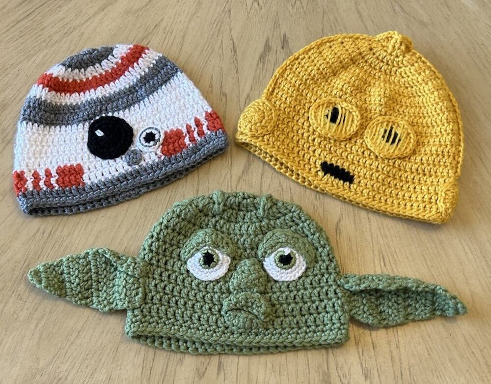 NEW Star Wars Beanie Yoda BB8 C-3PO Halloween Costume Adult Handmade Knit Lot 3